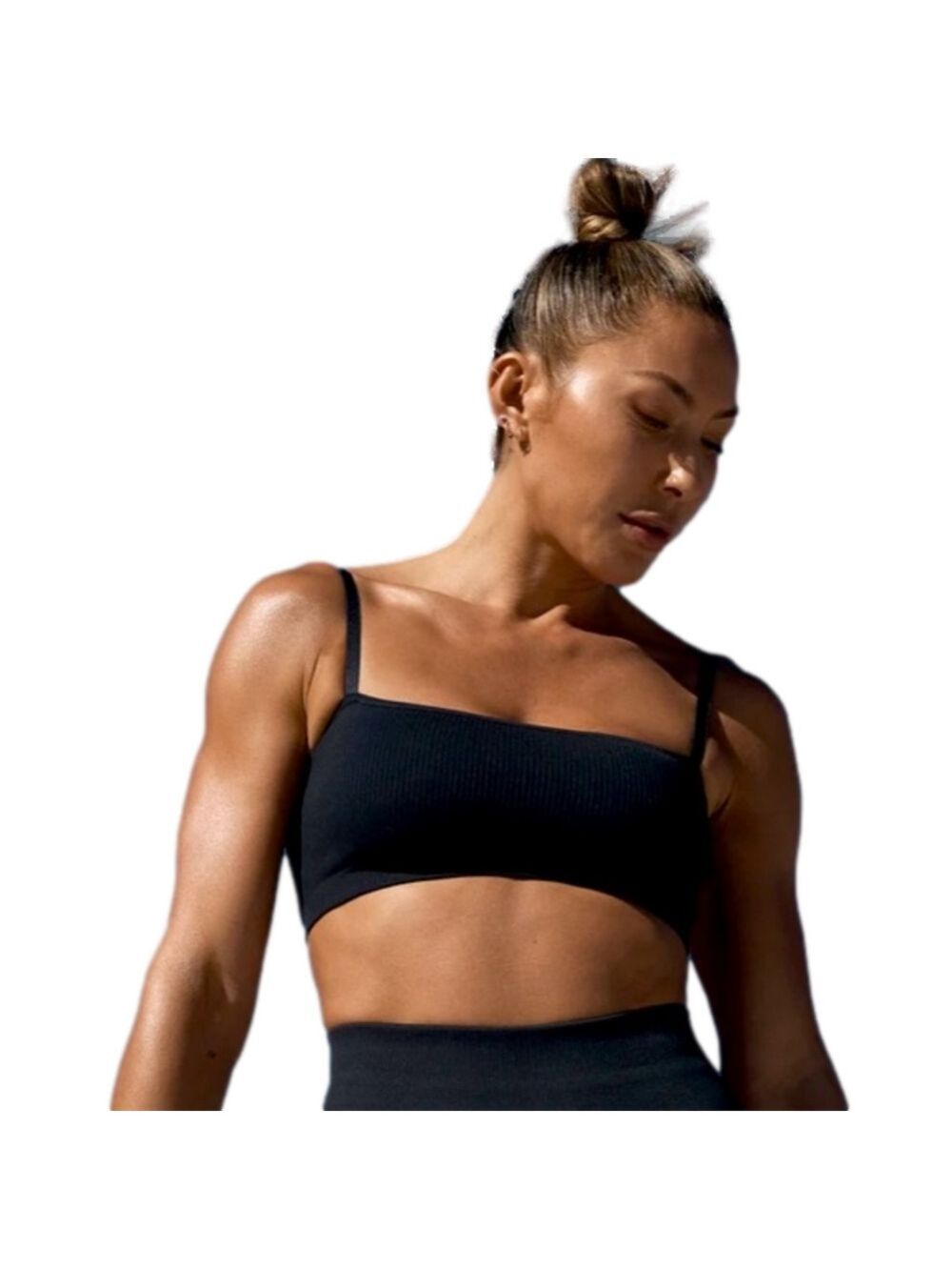 NWT SPIRITUAL GANGSTER Ribbed Adjustable Strap RISHI BRA BLACK Crop Sports Top
